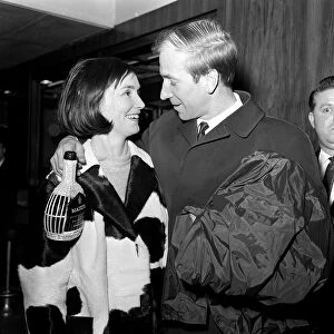 Bobby Charlton is met by his wife Norma Charlton at Airport March 1966
