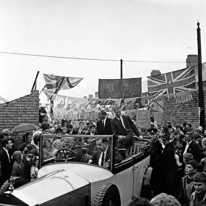 Bobby and Jack Charlton leave their mothers house in Ashington, Northumberland