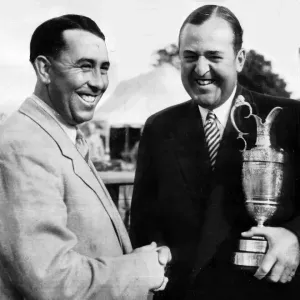 Bobby Locke golfer being congratulated by runner up Harry Bradshaw Bobby Locke golfer being congratulated by runner up Harry Bradshaw
