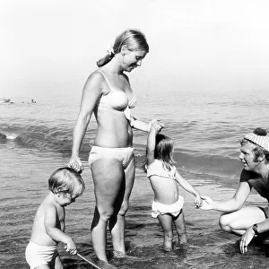 Bobby Moore Football Player on holiday with his wife and children on Spain