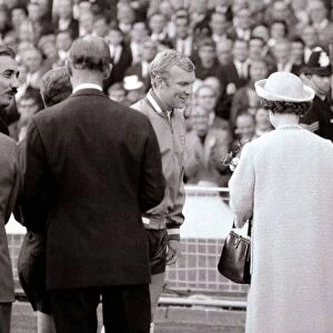 Bobby Moore presents the England team to the Queen Elizabeth II World Cup