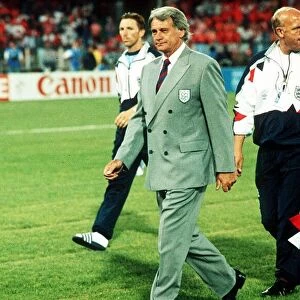 Bobby Robson England manager leads the team out ahead of World Cup match in Italy 1990