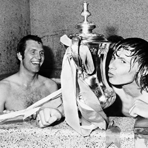 Bobby Stokes kisses the cup after winning th FA cup final 1976