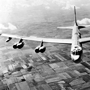 The Boeing B-52 Stratofortress long-range, subsonic, jet-powered strategic bomber
