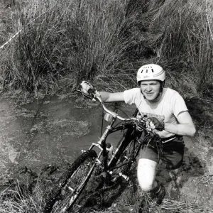 Bog Hopping - Taking a direct line... another approach taken by this crash-helmeted