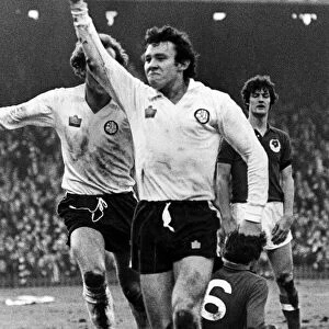 Bolton Wanderers football player Peter Reid celebrates a goal. January 1980