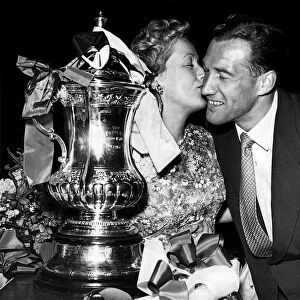 Bolton Wanderers Nat Lofthouse seen here with his wife and the FA Cup. May 1958