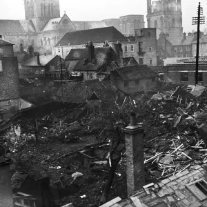Print of Bomb damage to Chichester, 10th February 1943 Print of Bomb damage to Chichester, 10th February 1943