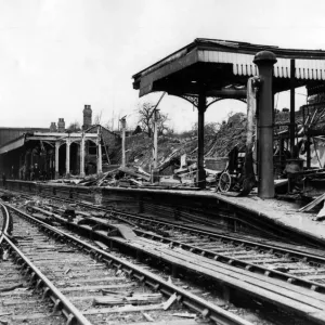 Bomb damage to Coventry rail station. The station was completly rebuilt in 1960