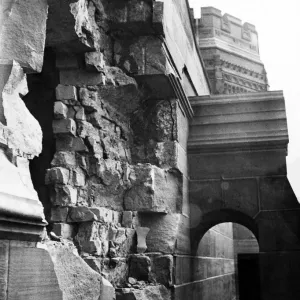 Bomb damage which penetrated the roof of the Derby Memorial, Liverpool Anglican Cathedral