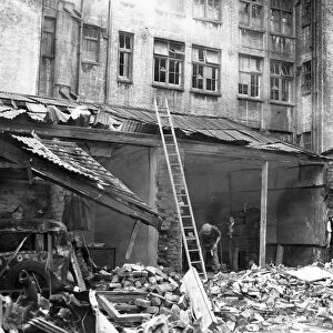 Bomb damage to back premises on the outskirts of a South Wales town