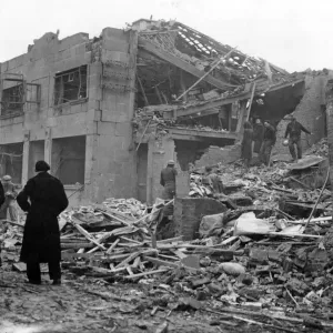 Bomb damage sustained by a big store in South East London. 18th January 1943 Bomb damage sustained by a big store in South East London. 18th January 1943