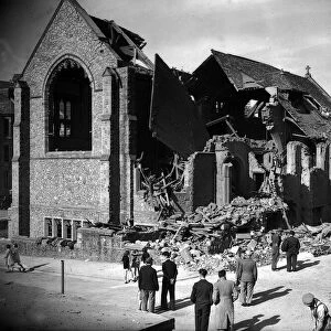 Bomb damaged Grimsby during WW2 People survey the damage left after an air raid