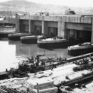 Bomb proof Submarine pens at Trondheim. 21st May 1945