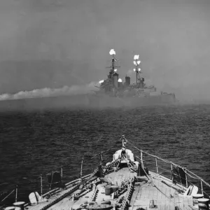 The bombardment of Cherbourg during World War Two when ships from the United States Navy