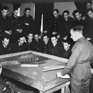Bomber Command Battle School. (Picture) School Sergeant major teaching at Bomber