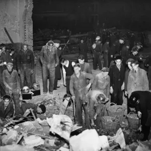Print of a 1943 air raid on Sandhurst Road School in Catford, London Print of a 1943 air raid on Sandhurst Road School in Catford, London