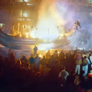 Bonfire Night Print - Warriors Torch a 40ft Vikings Boat