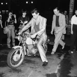 The Boomtown Rats in Tokyo. Pictured, singer Bob Geldof on a motorbike