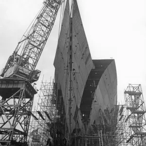 The bows of the the luxury liner Vistafjord are eased into place at the Neptune Yard of The bows of the the luxury liner Vistafjord are eased into place at the Neptune Yard of