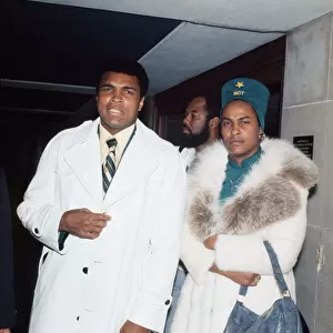Boxer Muhammad Ali and wife Belinda at Airport. 30th November 1974