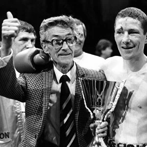 Boxer Terry Marsh with his father Jimmy Marsh after the first defence of his title