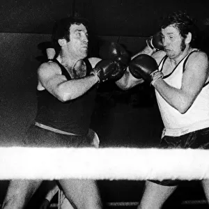 Boxers Willie Stack and Arthur Tyrell during the third round of the ABA Light-Heavyweight