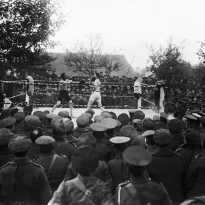 Boxing contest at Toutencourt, just behind the front lines for the entertainment of