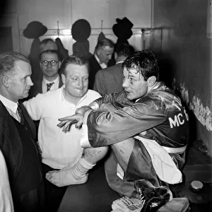 Boxing. Tommy McGovern pictured in his dressing room following the fight with Joe Lucy