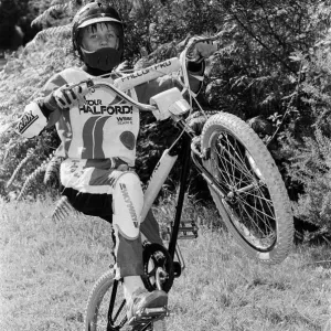 A boy on a BMX bike. 14th August 1985 A boy on a BMX bike. 14th August 1985