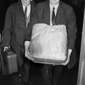 Boy Brownsword carrying a parcel full of votes from Norton Colliery in Stoke-on-Trent Boy Brownsword carrying a parcel full of votes from Norton Colliery in Stoke-on-Trent
