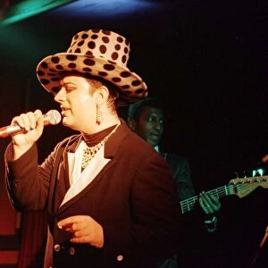 Boy George from Culture Club singing at the Labour Conference party September