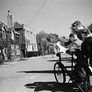 Three Boys on Village Road Print, Denham, 1945