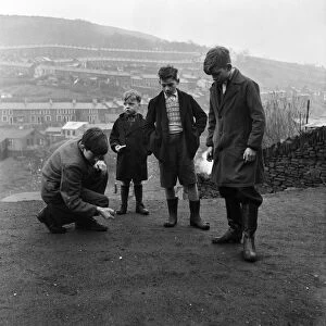 Boys of Stanleytown, South Wales, playing marbles, called locally "allies"