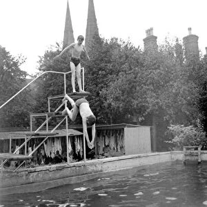 Boys swimming in the pool at St Chads Cathedral School in Lichfield. September 1959