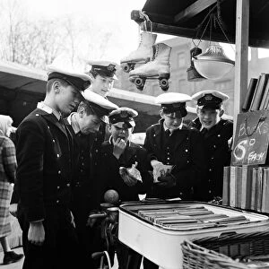 Boys from Trinity House in the market in Hull, East Yorkshire. 16th March 1965