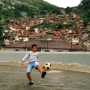 Brazil World Cup feature in Rio De Janeiro. 12 year old Vitor Pedrosa from the Dona