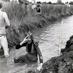 Up for a breather... a bog snorkeller prepares to tackle the rest of the course