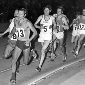 Brendan Foster (5) is handly placed as they come round a bend in the two mile event Brendan Foster (5) is handly placed as they come round a bend in the two mile event