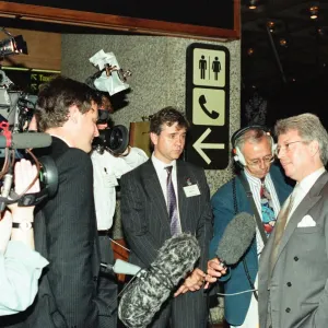 Brian Basham former British Airways PR consultant seen here being interviewed after Brian Basham former British Airways PR consultant seen here being interviewed after