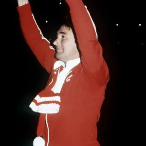 Brian Clough football manager celebrating after his Nottingham Forest team had beaten Brian Clough football manager celebrating after his Nottingham Forest team had beaten