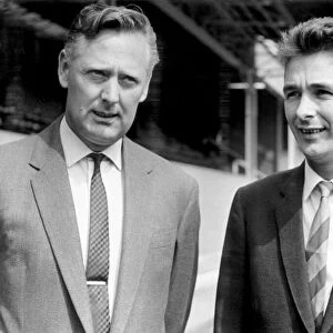 Brian Clough (R) Derby County football manager with his assistant Peter Taylor at