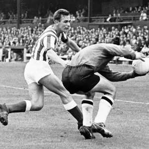 Brian Clough tackling goalkeeper during match-Sunderland verses Newcastle August Brian Clough tackling goalkeeper during match-Sunderland verses Newcastle August