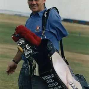 Brian Crombie Campione Mondiale di Golf con un Braccio golf bag clubs.