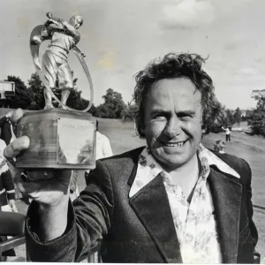 Brian Huggett showing his trophy off after that sudden death victory. 16th, August, 1978