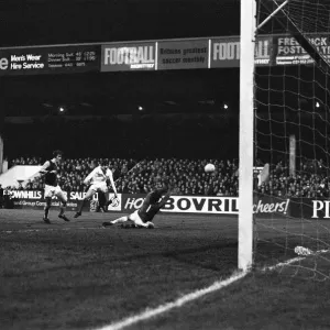 Brian Kidd opens the scoring for Manchester United at Villa Park during their second leg