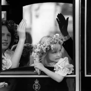 Bridesmaids in carriage on way to Wedding August 1981 of Prince Charles wedding Bridesmaids in carriage on way to Wedding August 1981 of Prince Charles wedding