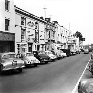 Bridge Street, the main street of Stratford-upon-Avon, Warwickshire. 6th April 1959