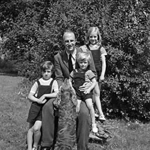 Brigadier Fitzroy Maclean with his children Jeremy, aged seven, Charles