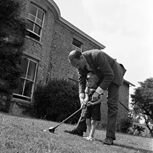 Brigadier Fitzroy Maclean and his son Charles at home in Yealand Conyers, Lancashire